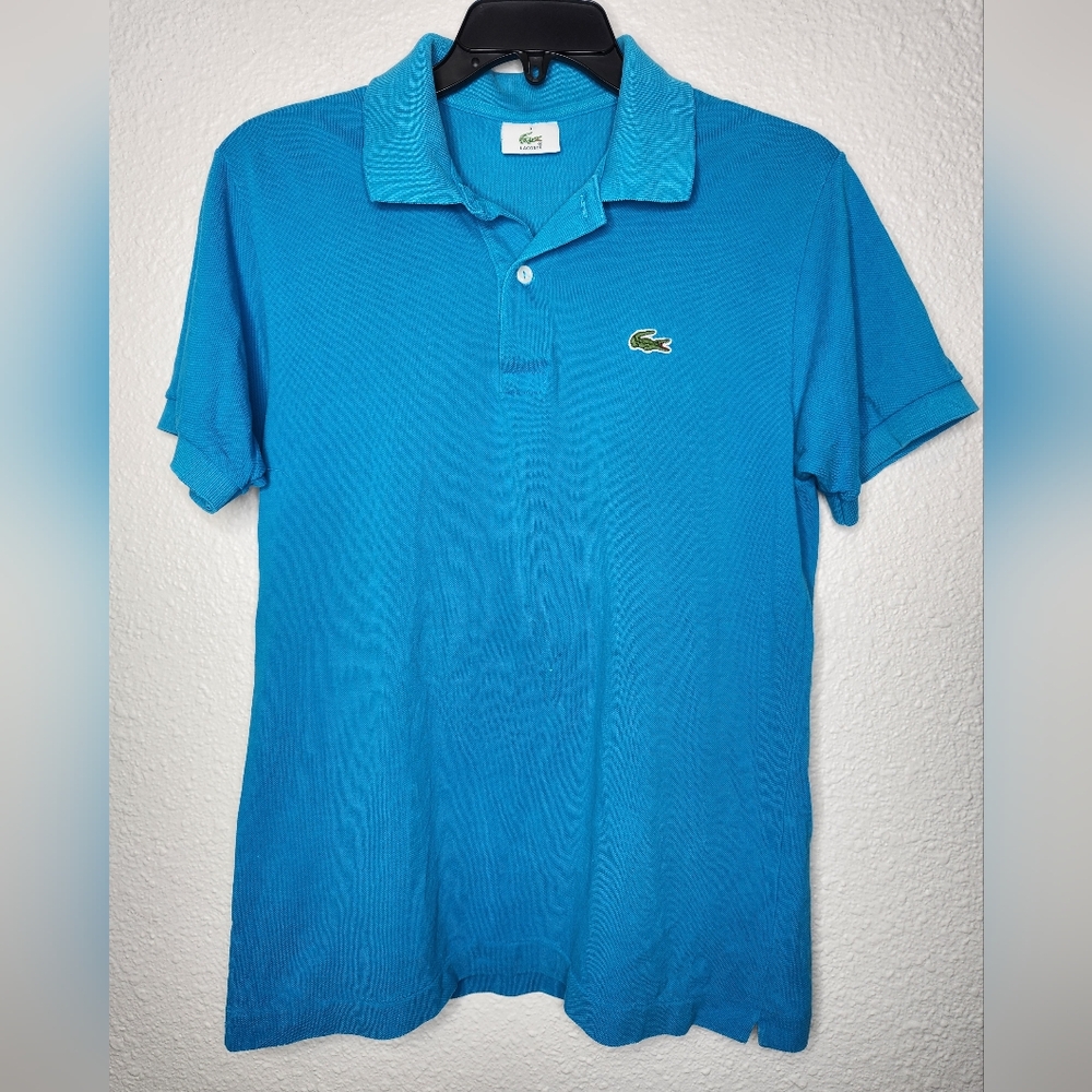 Lacoste Bright Blue Polo Shirt With Crocodile Logo Size 3